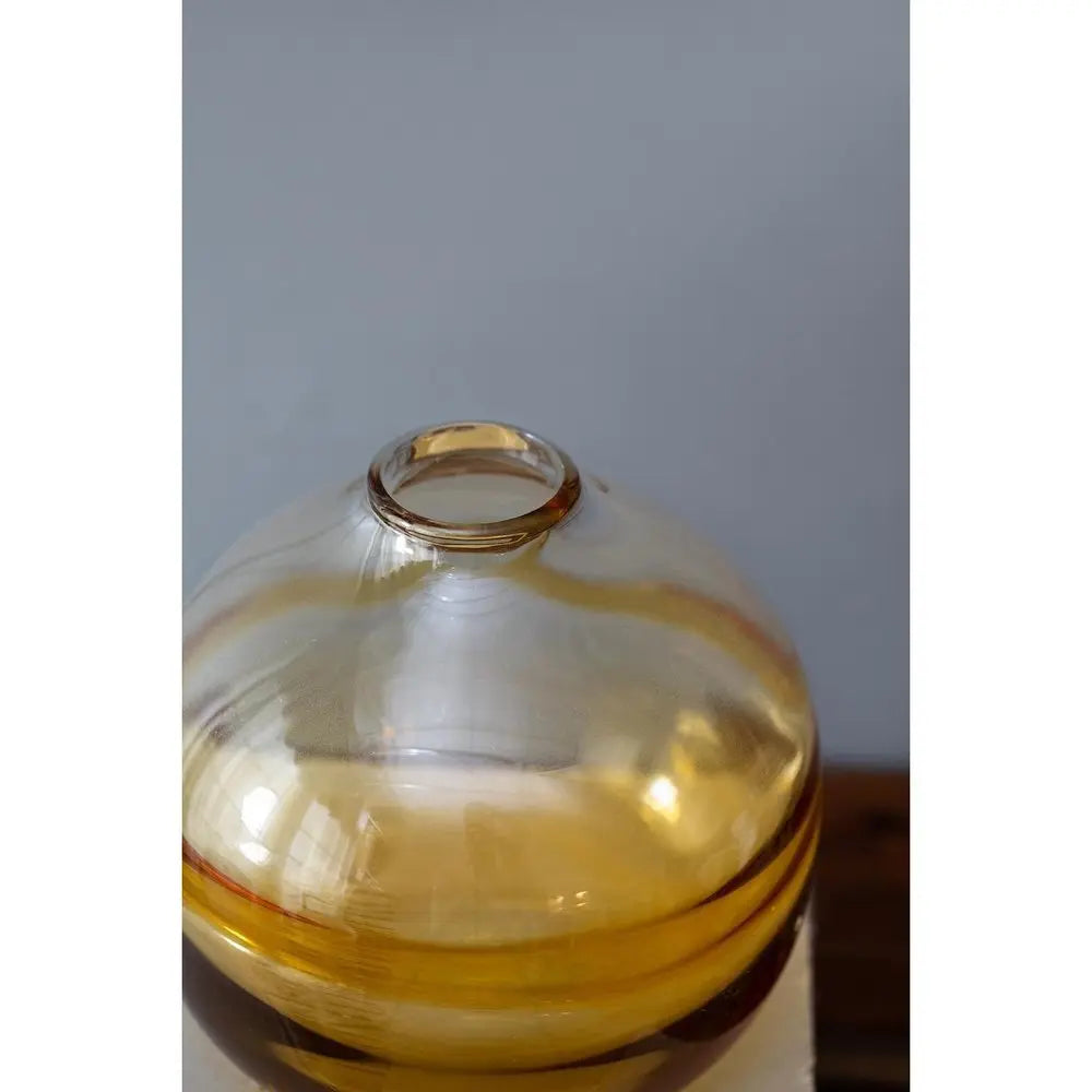 9" Clear And Brown Ombre Round Glass Table Vase - NOBLE HOME INTERIORS