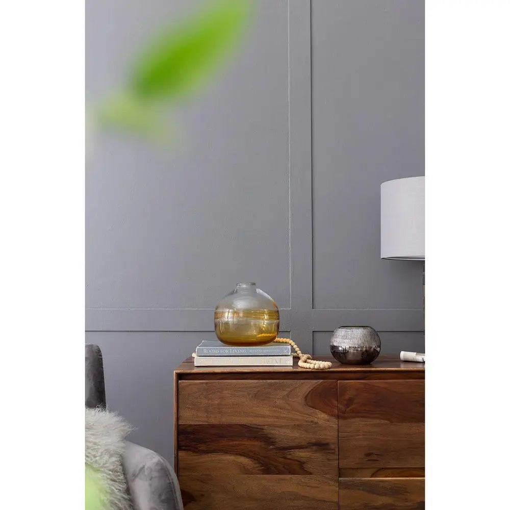 9" Clear And Brown Ombre Round Glass Table Vase - NOBLE HOME INTERIORS