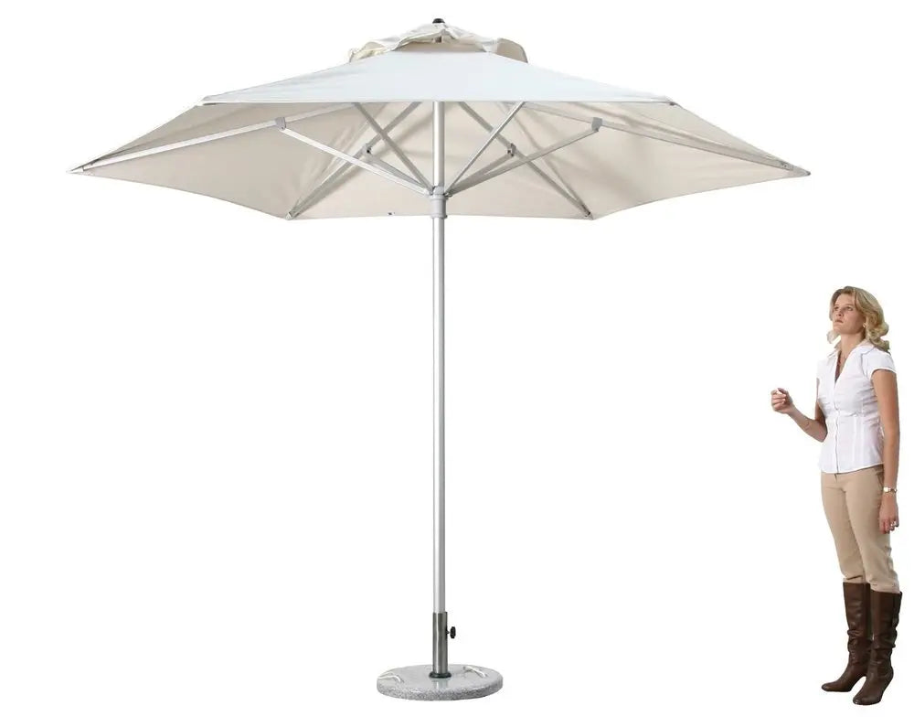9' Ecru Polyester Round Market Patio Umbrella - NOBLE HOME INTERIORS