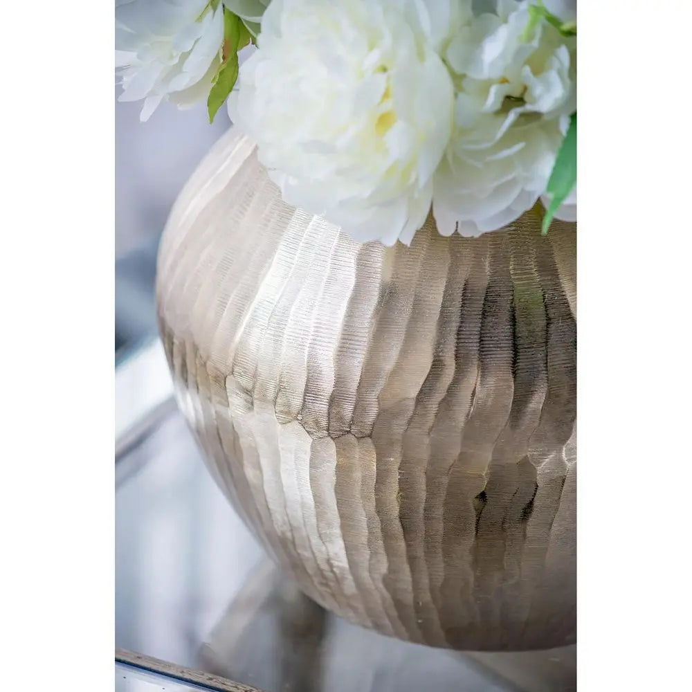 9" Gold Round Aluminum Table Vase - NOBLE HOME INTERIORS