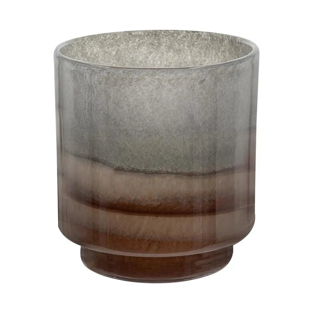 9" Gray And Brown Ombre Round Glass Table Vase - NOBLE HOME INTERIORS