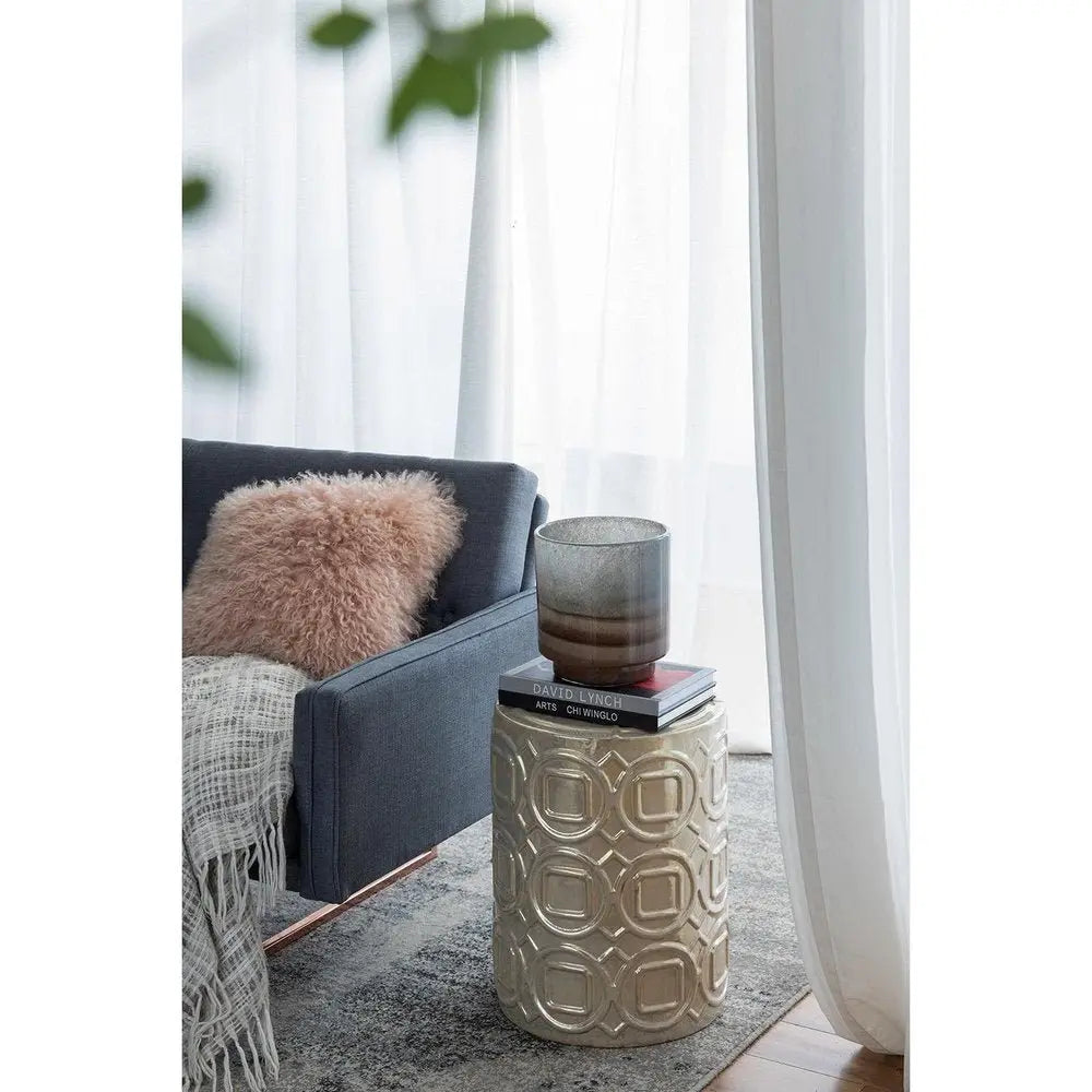 9" Gray And Brown Ombre Round Glass Table Vase - NOBLE HOME INTERIORS