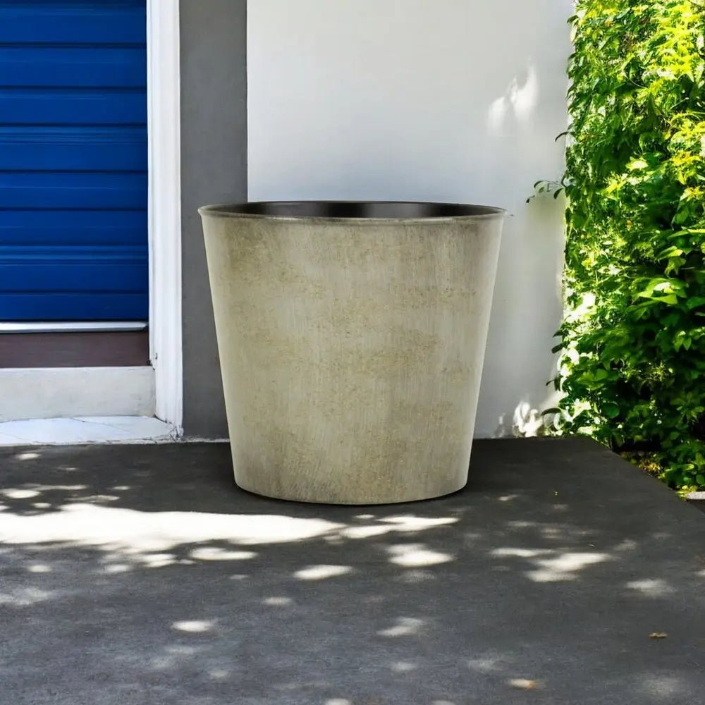 9" Gray Recycled Plastic Indoor Outdoor Round Pot Planter - NOBLE HOME INTERIORS
