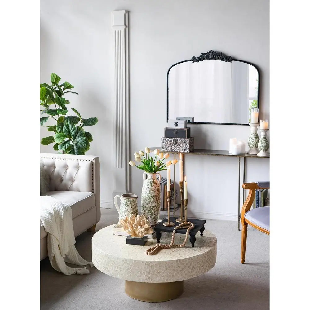 9" Green and White Leaf Round Ceramic Jug Vase With Does Not Apply - NOBLE HOME INTERIORS