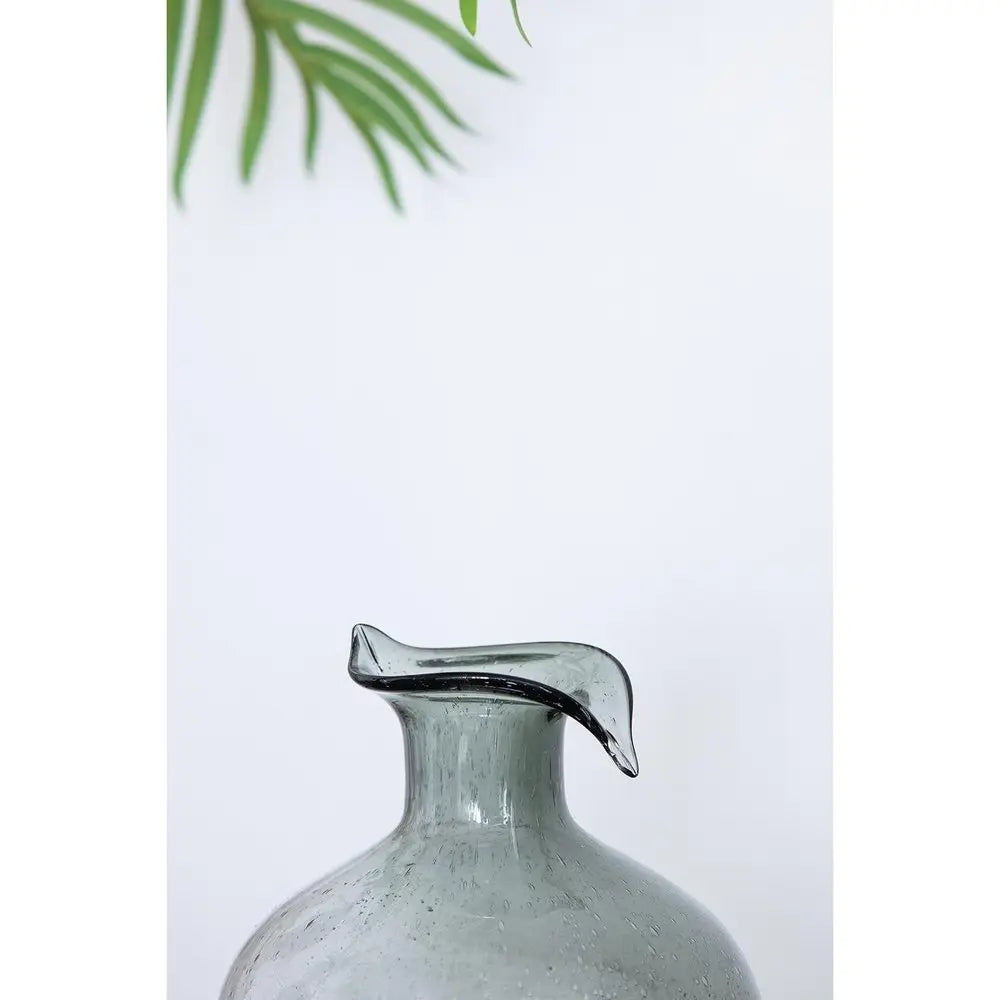 9" Light Gray Bubble Glass Round Table Vase - NOBLE HOME INTERIORS