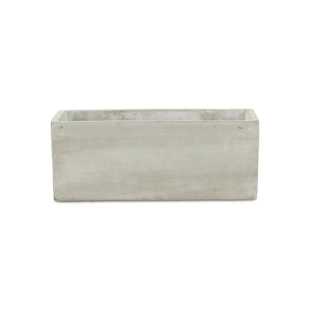 9" Light Gray Cement Indoor Outdoor Rectangular Pot Planter - NOBLE HOME INTERIORS
