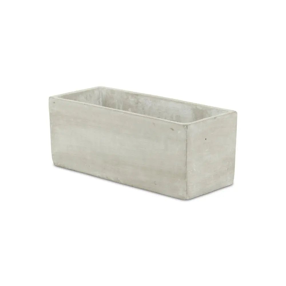 9" Light Gray Cement Indoor Outdoor Rectangular Pot Planter - NOBLE HOME INTERIORS