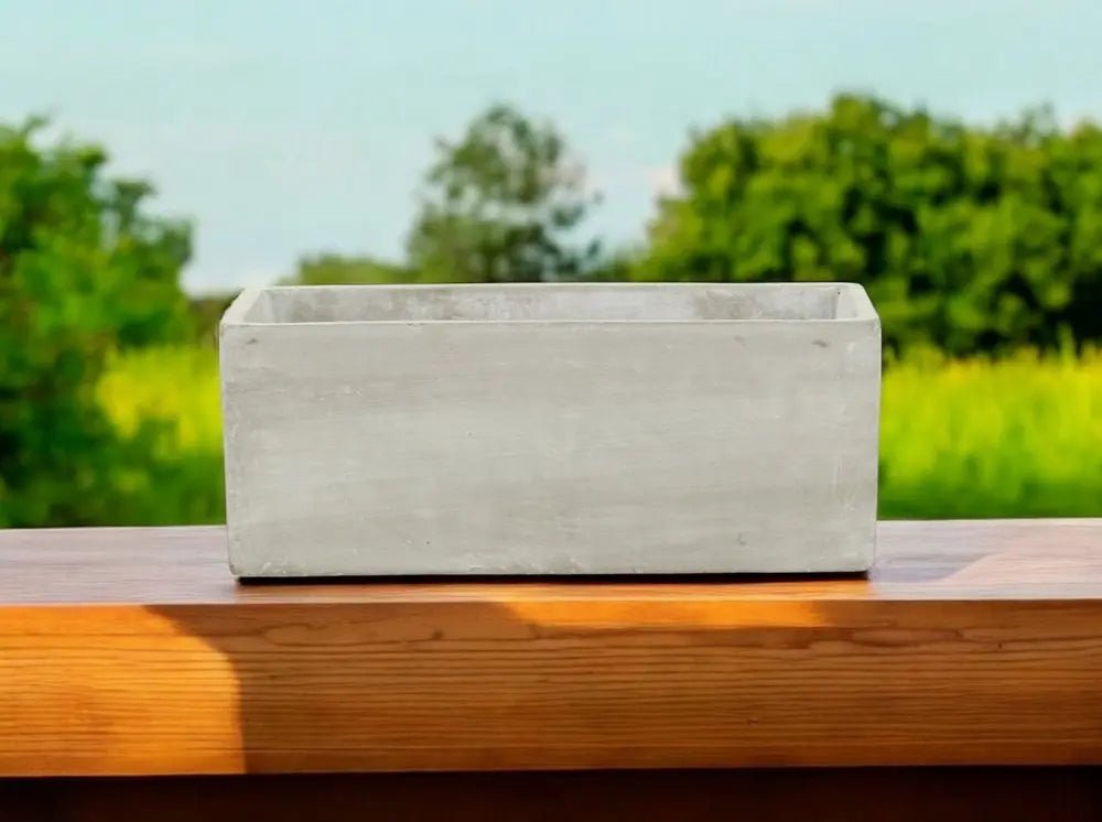 9" Light Gray Cement Indoor Outdoor Rectangular Pot Planter - NOBLE HOME INTERIORS
