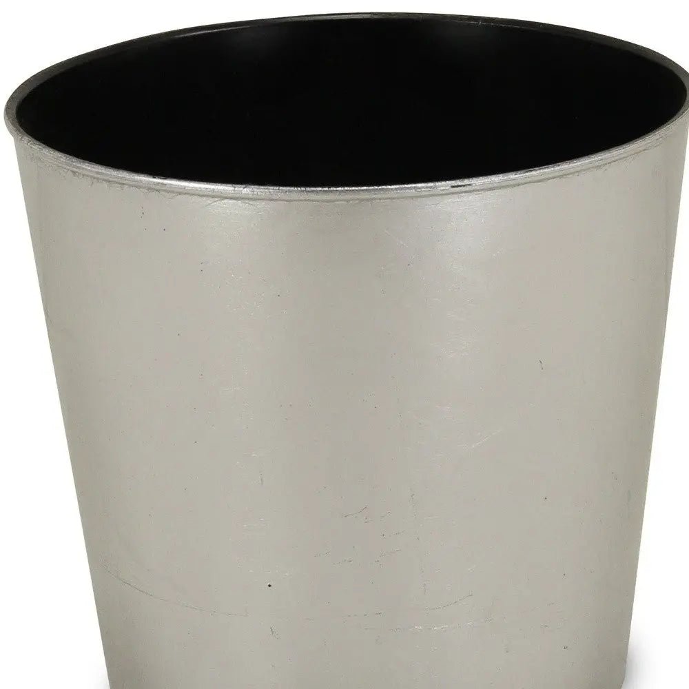 9" Silver Recycled Plastic Indoor Outdoor Round Pot Planter - NOBLE HOME INTERIORS