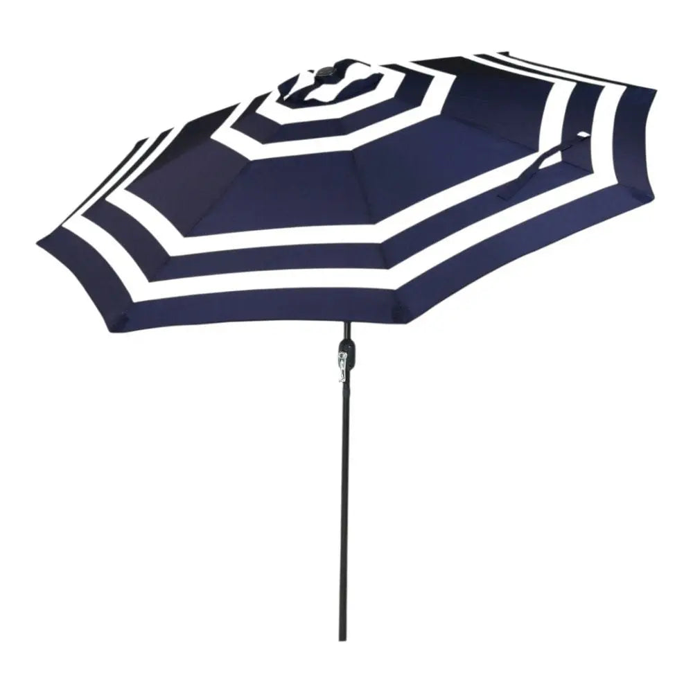 91" Dark Blue Polyester Octagonal Tilt Market Patio Umbrella - NOBLE HOME INTERIORS