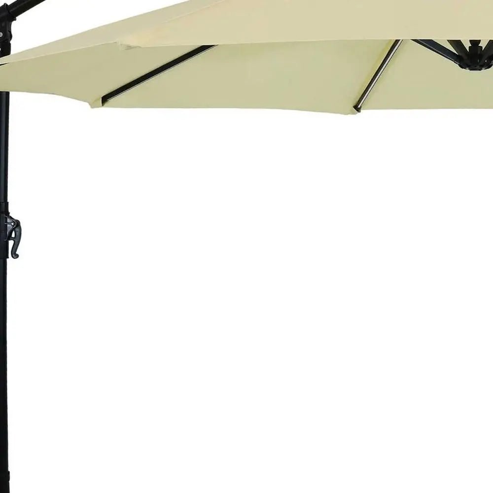 95" Cream Polyester Octagonal Tilt Lighted Market Patio Umbrella with Stand - NOBLE HOME INTERIORS
