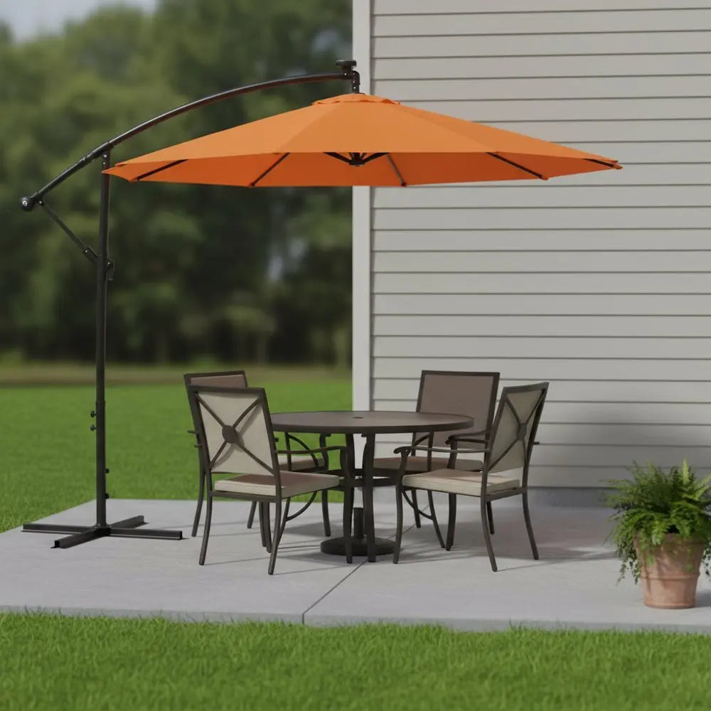 95" Orange Polyester Octagonal Tilt Lighted Market Patio Umbrella with Stand - NOBLE HOME INTERIORS