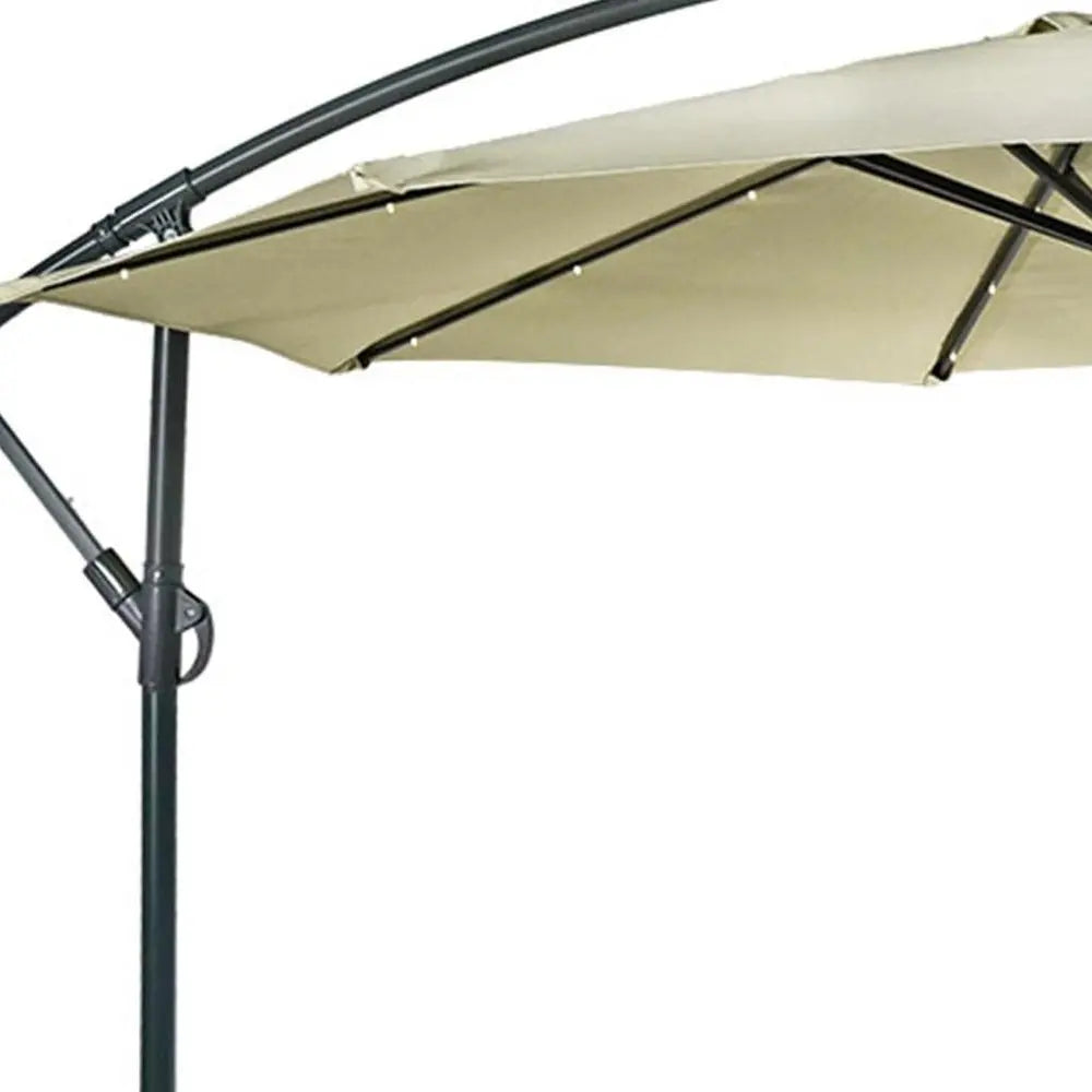 95" White Polyester Octagonal Tilt Lighted Market Patio Umbrella with Stand - NOBLE HOME INTERIORS