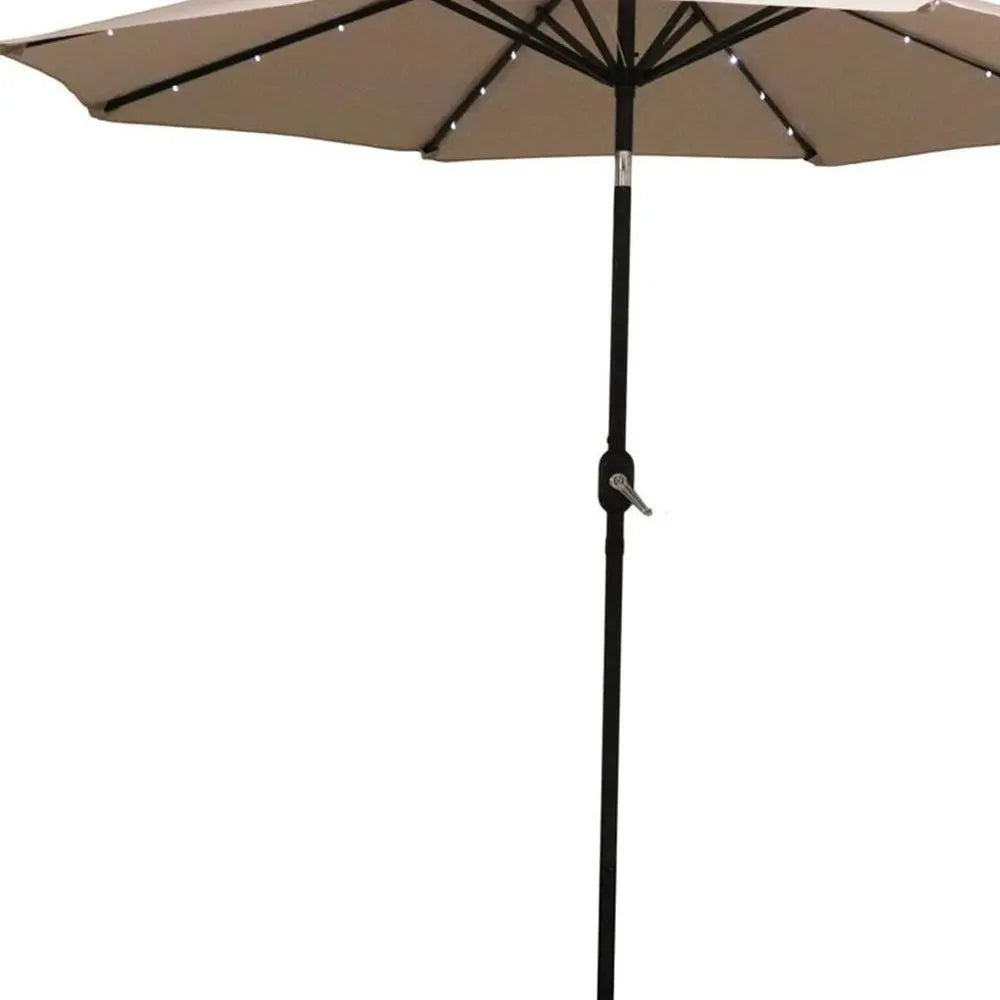 96" Beige Polyester Octagonal Tilt Lighted Market Patio Umbrella - NOBLE HOME INTERIORS