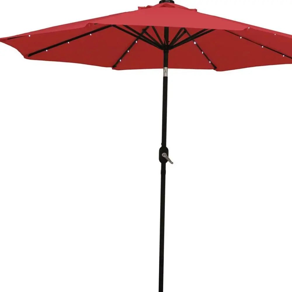 96" Red Polyester Octagonal Tilt Lighted Market Patio Umbrella - NOBLE HOME INTERIORS