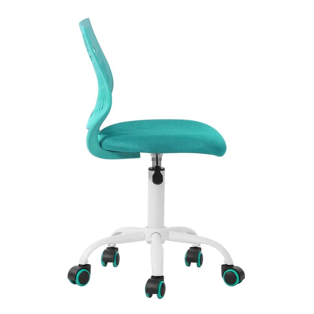 Aqua and White Adjustable Height Swivel Rolling Office Chair - NOBLE HOME INTERIORS