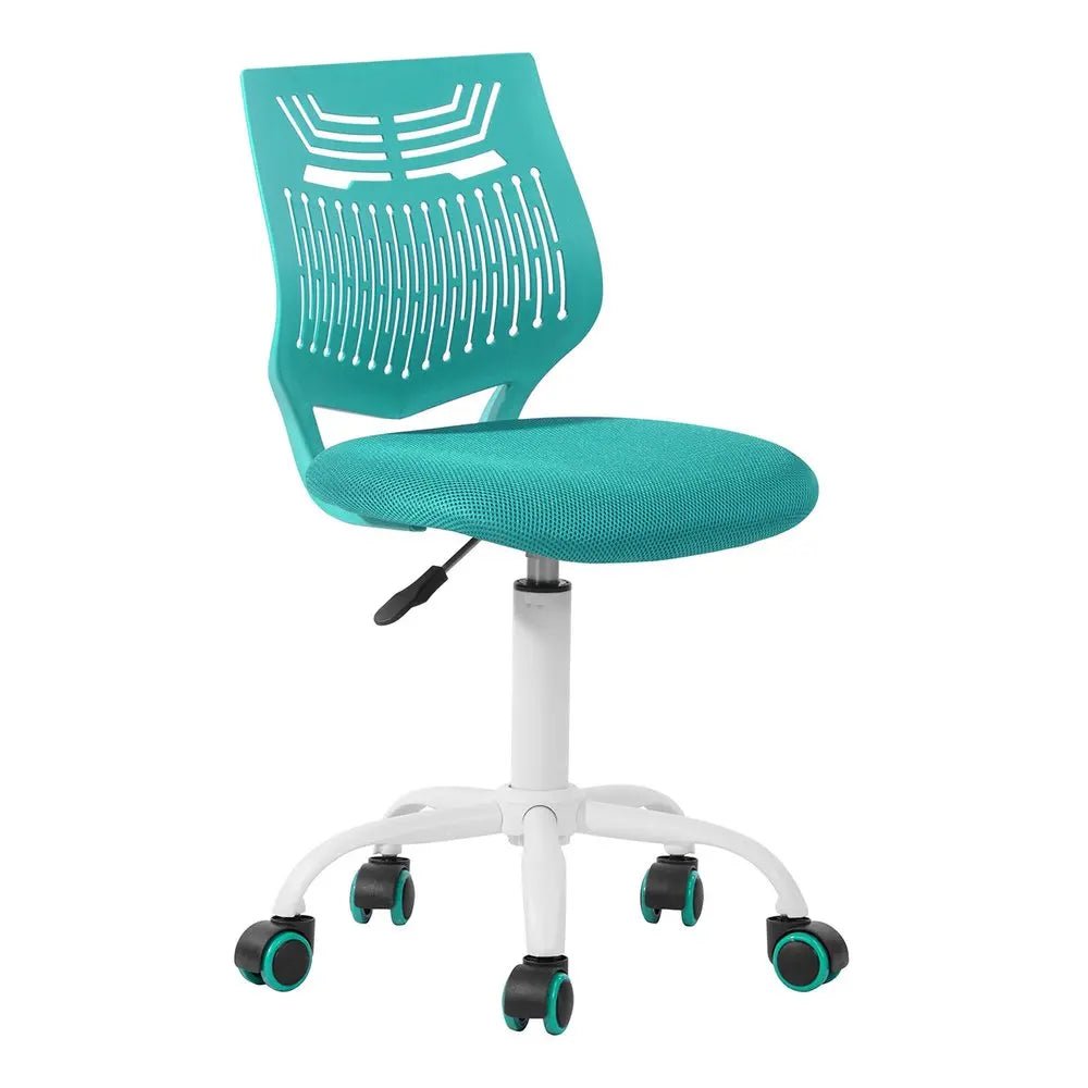 Aqua and White Adjustable Height Swivel Rolling Office Chair - NOBLE HOME INTERIORS