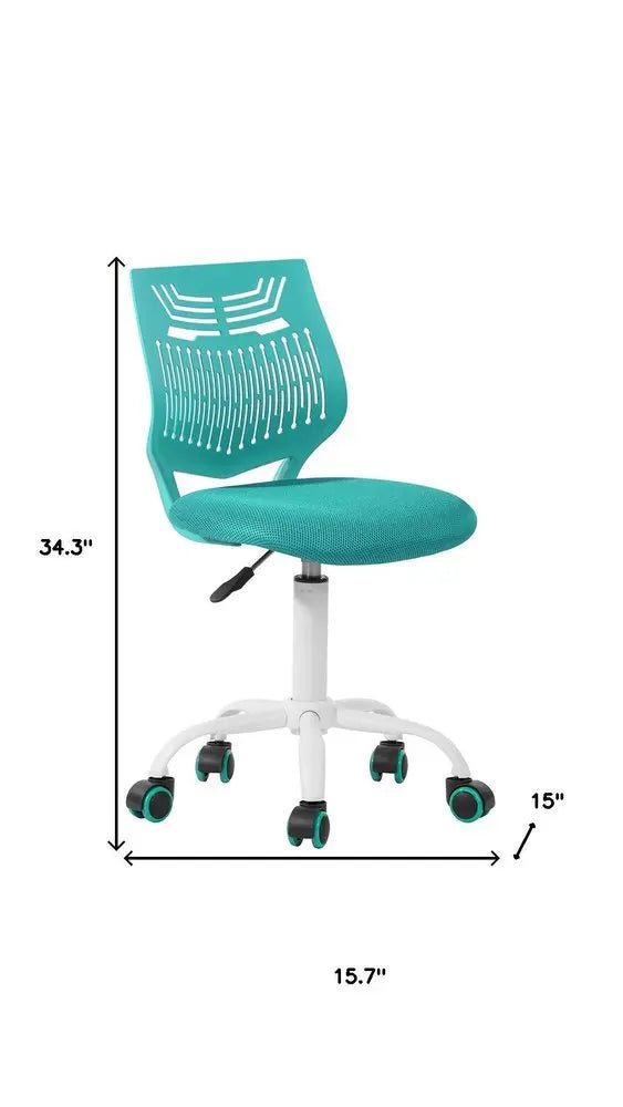 Aqua and White Adjustable Height Swivel Rolling Office Chair - NOBLE HOME INTERIORS