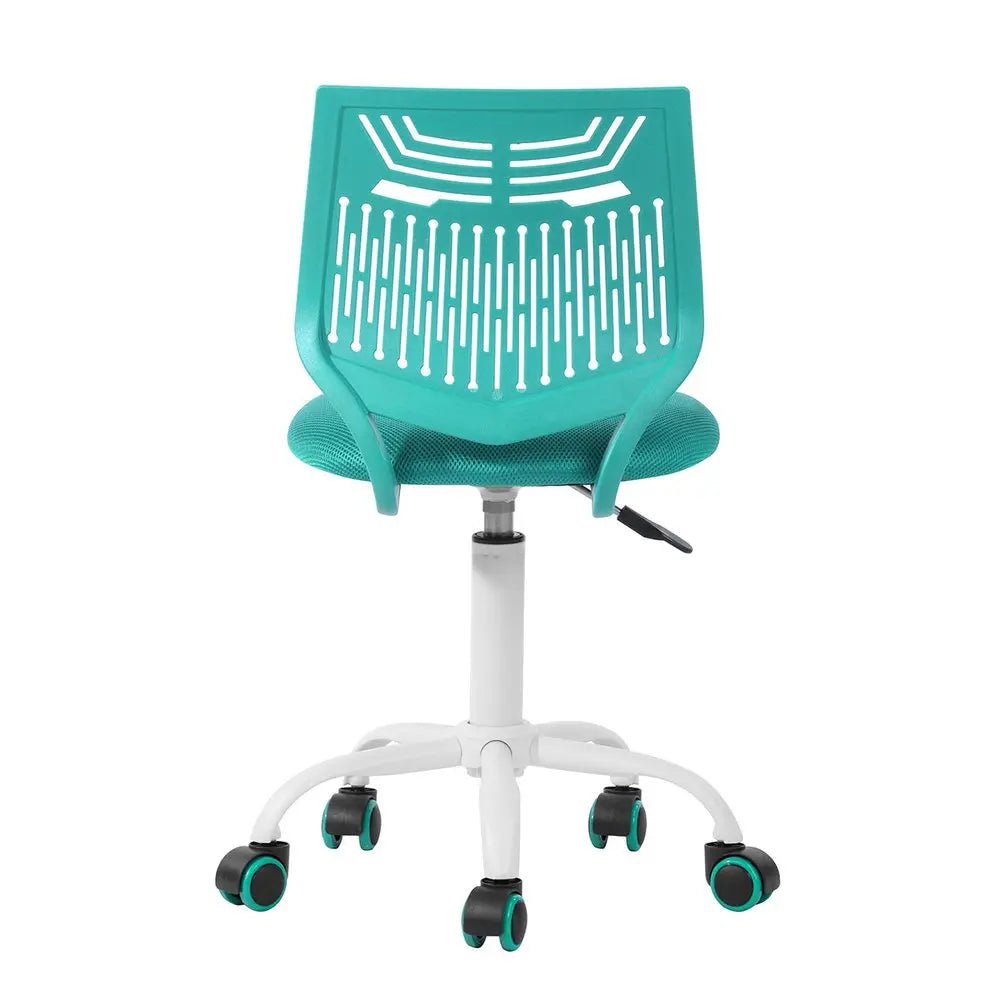 Aqua and White Adjustable Height Swivel Rolling Office Chair - NOBLE HOME INTERIORS