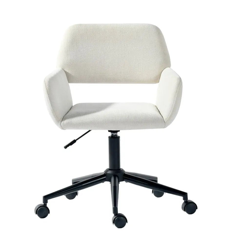 Beige and Black Adjustable Height Swivel Rolling Office Chair - NOBLE HOME INTERIORS