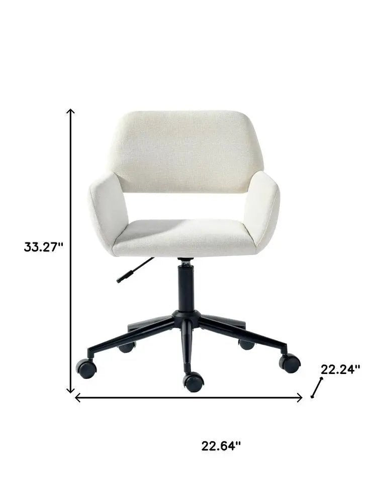 Beige and Black Adjustable Height Swivel Rolling Office Chair - NOBLE HOME INTERIORS