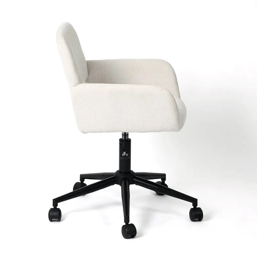 Beige and Black Adjustable Height Swivel Rolling Office Chair - NOBLE HOME INTERIORS