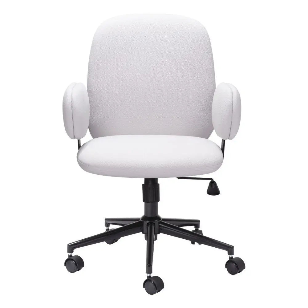 Beige and Black Adjustable Height Swivel Rolling Office Chair - NOBLE HOME INTERIORS