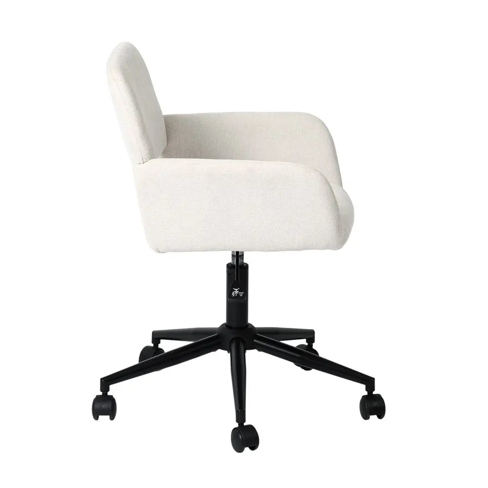 Beige and Black Adjustable Height Swivel Rolling Office Chair - NOBLE HOME INTERIORS