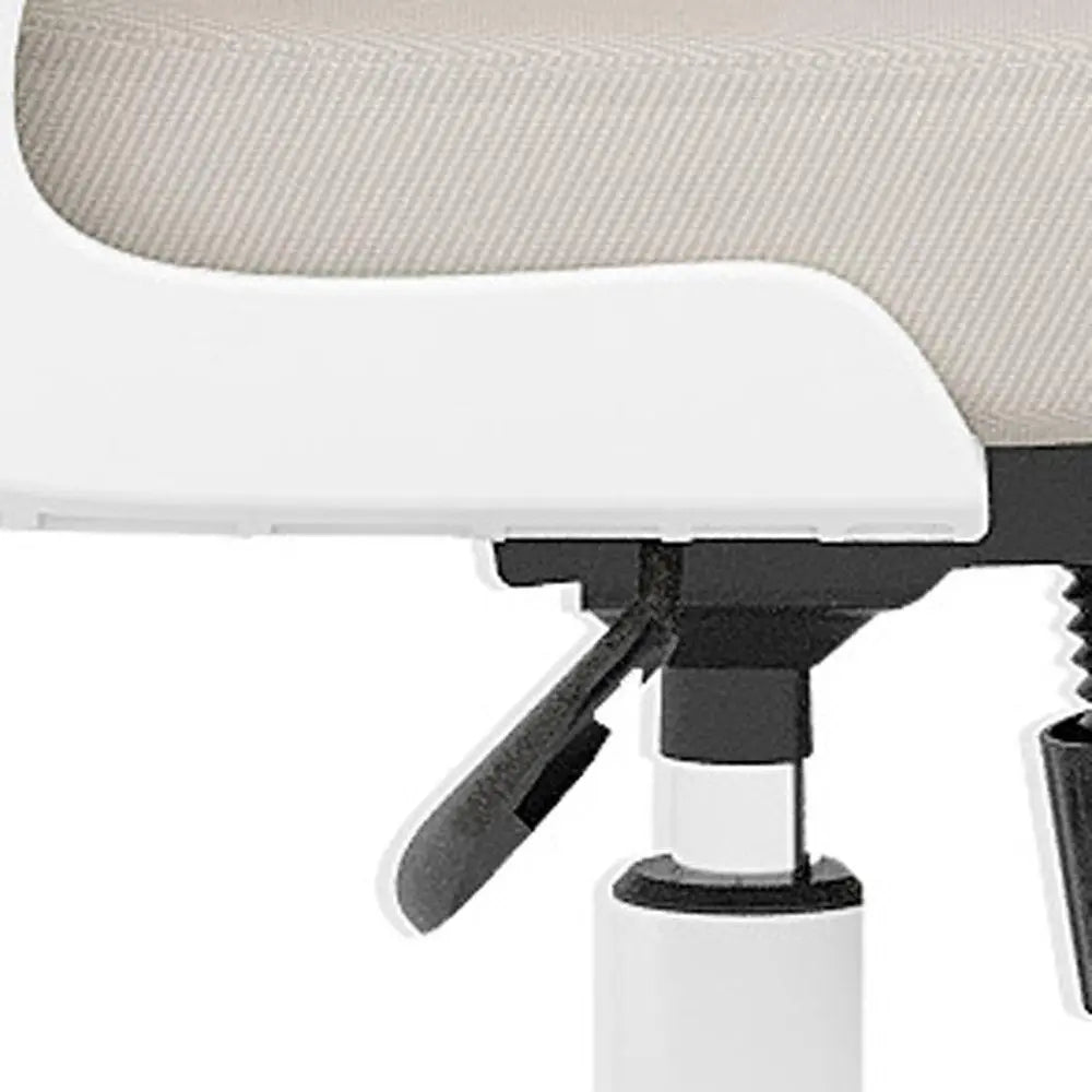 Beige White and Black Adjustable Height Swivel Rolling Office Chair - NOBLE HOME INTERIORS