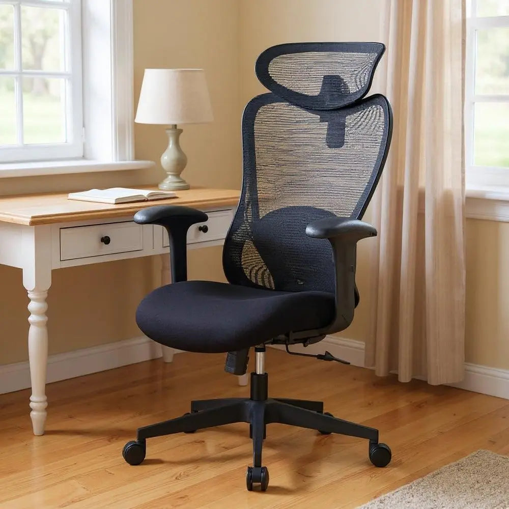 Black Adjustable Height Swivel Rolling Executive Office Chair - NOBLE HOME INTERIORS