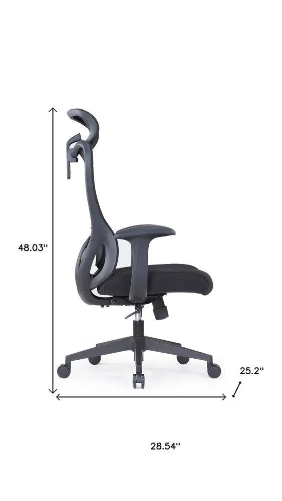 Black Adjustable Height Swivel Rolling Executive Office Chair - NOBLE HOME INTERIORS