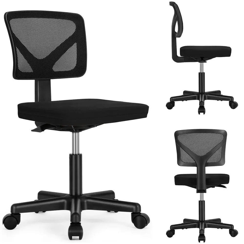 Black Adjustable Height Swivel Rolling Office Chair - NOBLE HOME INTERIORS