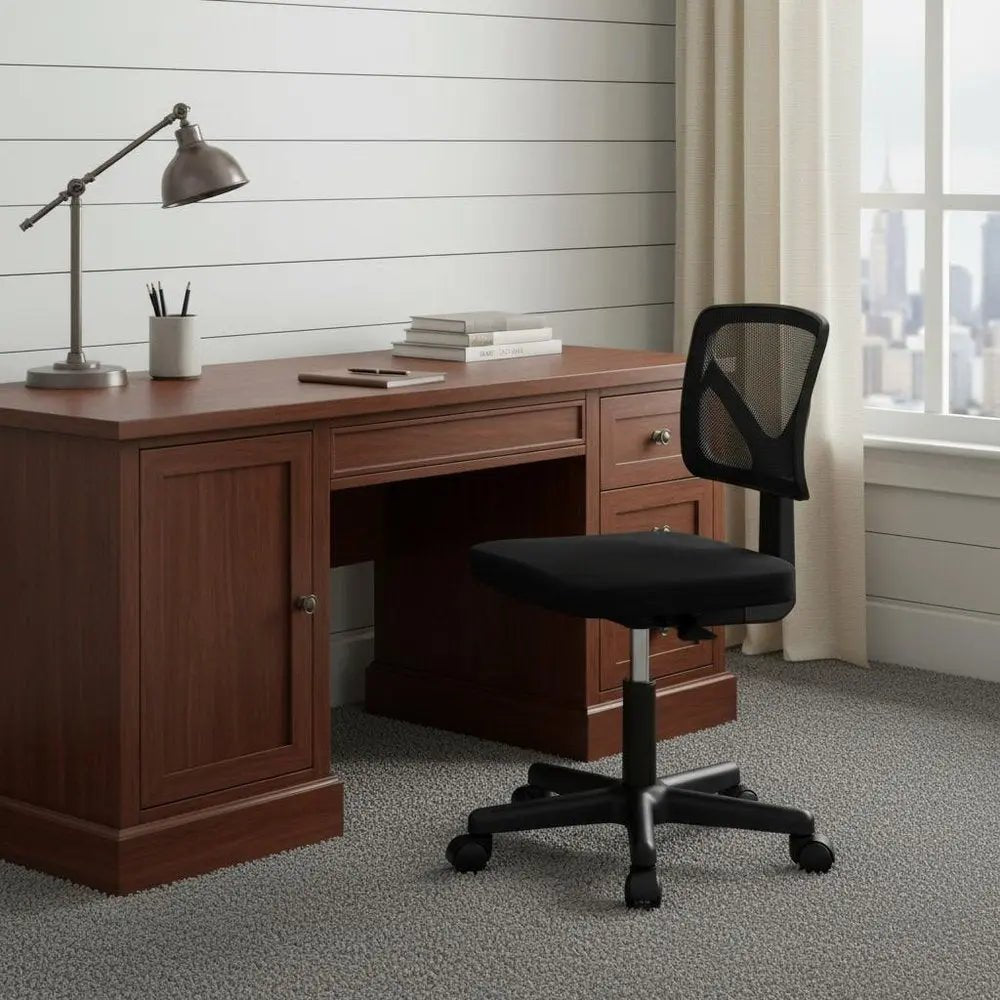 Black Adjustable Height Swivel Rolling Office Chair - NOBLE HOME INTERIORS