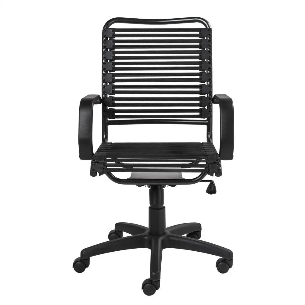 Black Adjustable Swivel Bungee Rolling Office Chair - NOBLE HOME INTERIORS