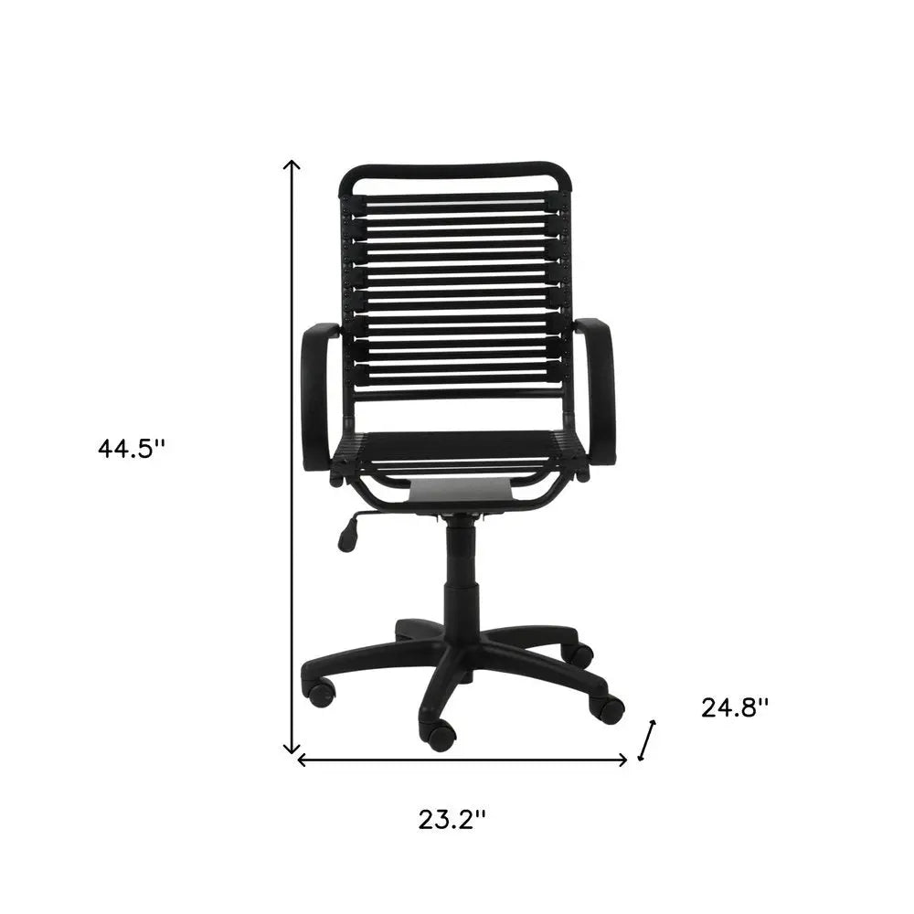 Black Adjustable Swivel Bungee Rolling Office Chair - NOBLE HOME INTERIORS