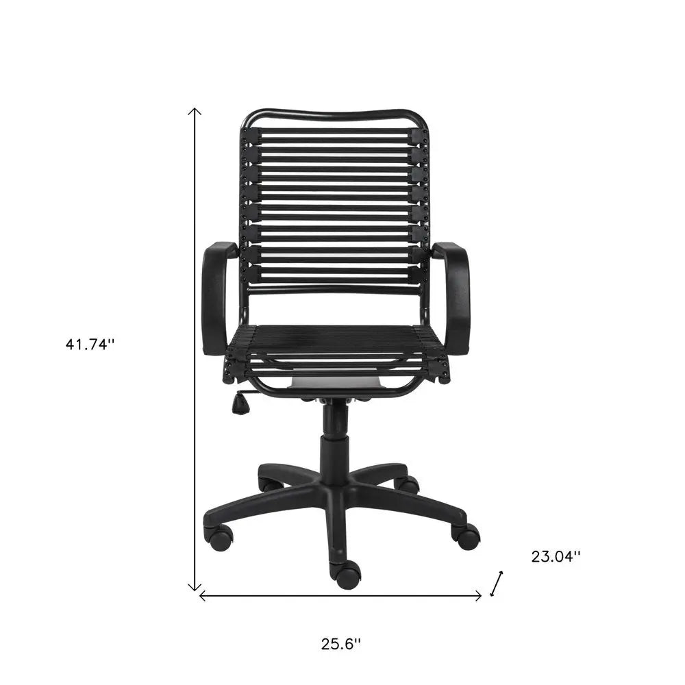 Black Adjustable Swivel Bungee Rolling Office Chair - NOBLE HOME INTERIORS