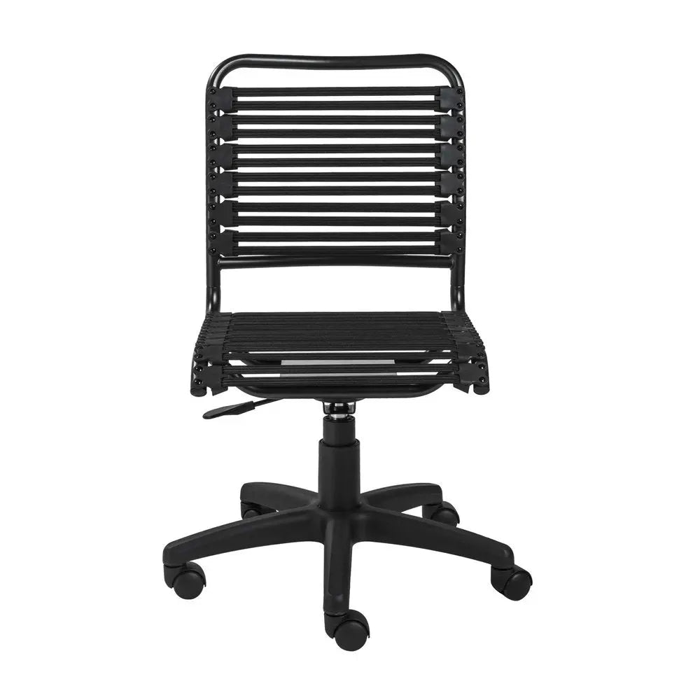 Black Adjustable Swivel Bungee Rolling Office Chair - NOBLE HOME INTERIORS