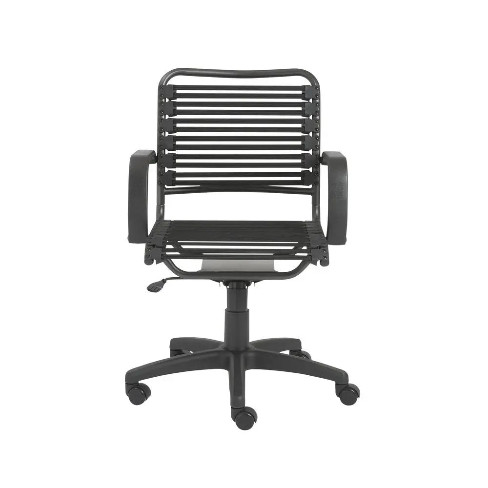 Black Adjustable Swivel Bungee Rolling Office Chair - NOBLE HOME INTERIORS