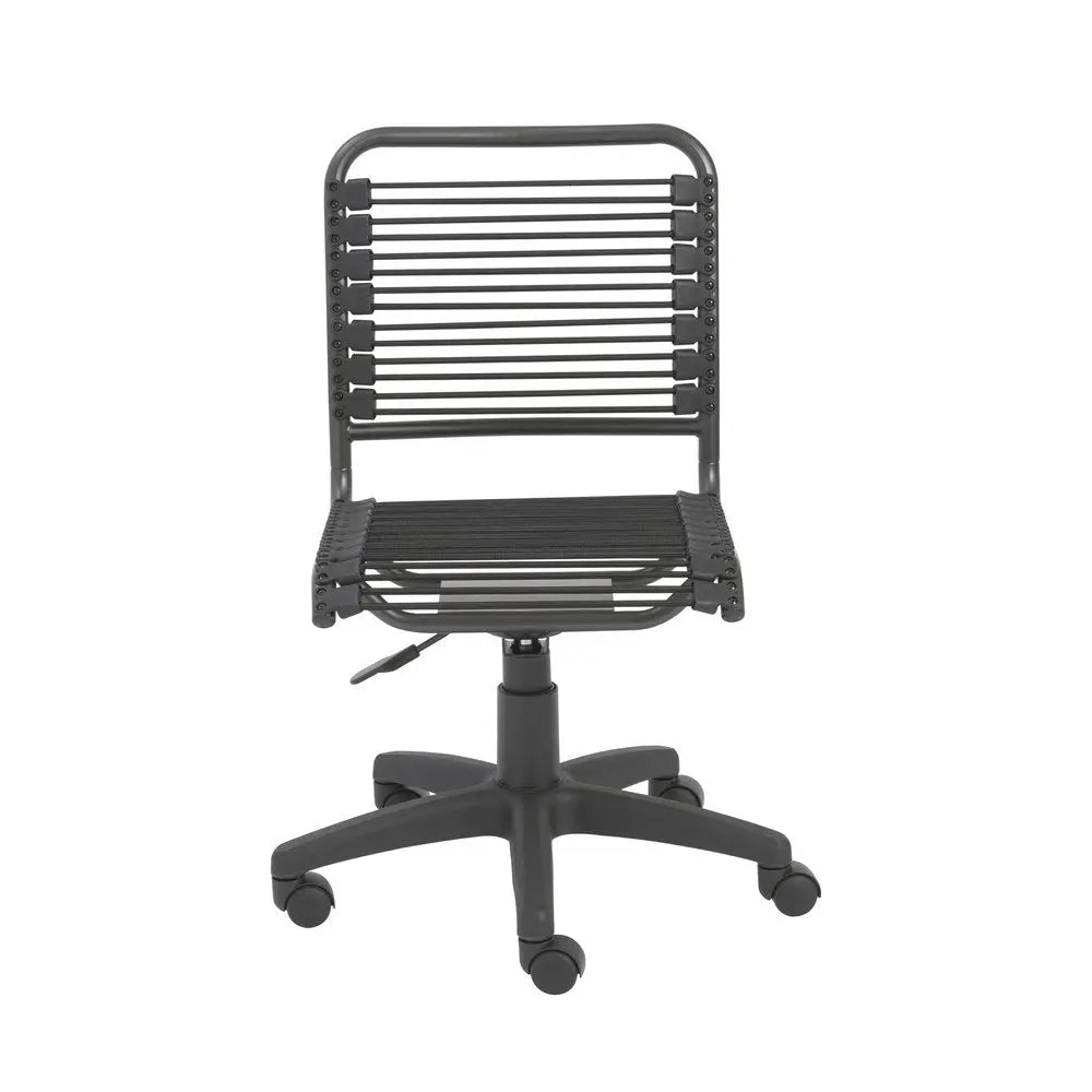 Black Adjustable Swivel Bungee Rolling Office Chair - NOBLE HOME INTERIORS