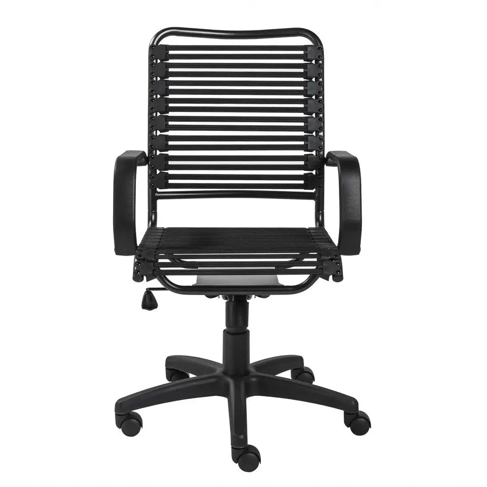 Black Adjustable Swivel Bungee Rolling Office Chair - NOBLE HOME INTERIORS