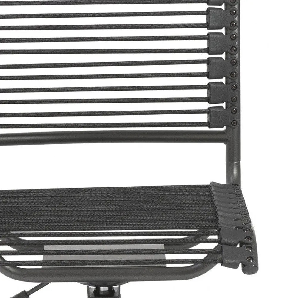 Black Adjustable Swivel Bungee Rolling Office Chair - NOBLE HOME INTERIORS