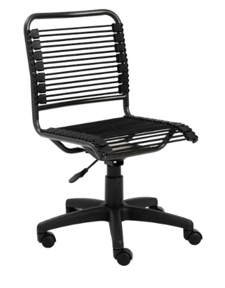 Black Adjustable Swivel Bungee Rolling Office Chair - NOBLE HOME INTERIORS