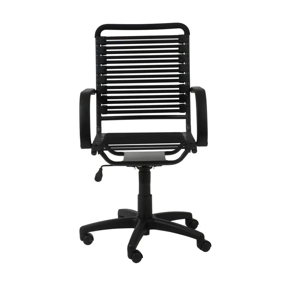 Black Adjustable Swivel Bungee Rolling Office Chair - NOBLE HOME INTERIORS