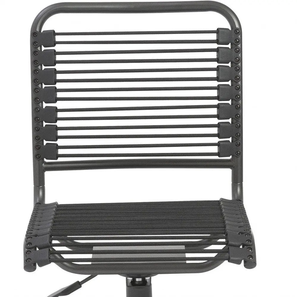 Black Adjustable Swivel Bungee Rolling Office Chair - NOBLE HOME INTERIORS