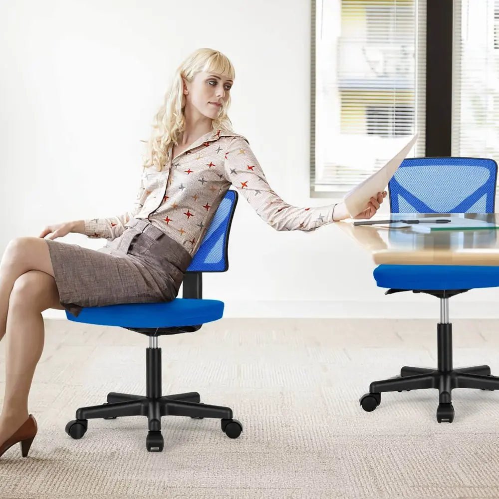 Black and Blue Adjustable Height Swivel Rolling Office Chair - NOBLE HOME INTERIORS