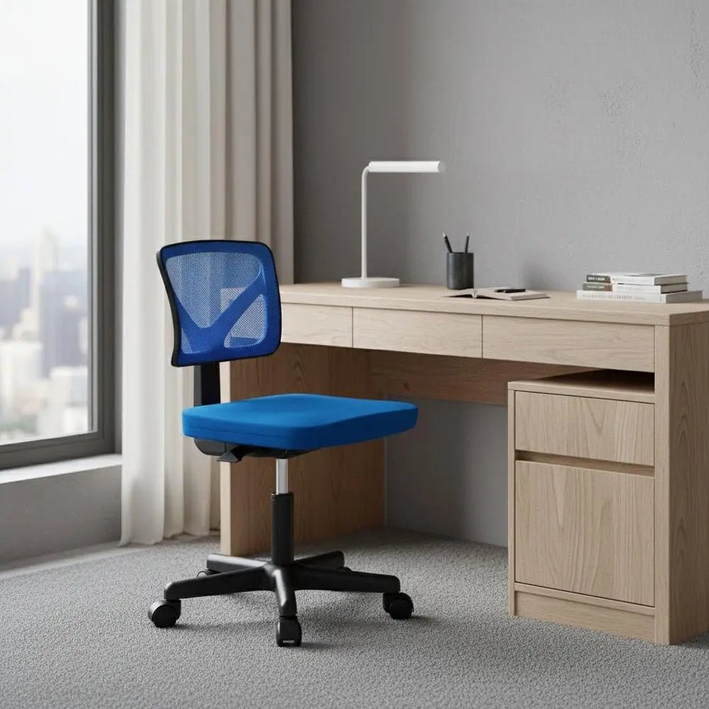 Black and Blue Adjustable Height Swivel Rolling Office Chair - NOBLE HOME INTERIORS