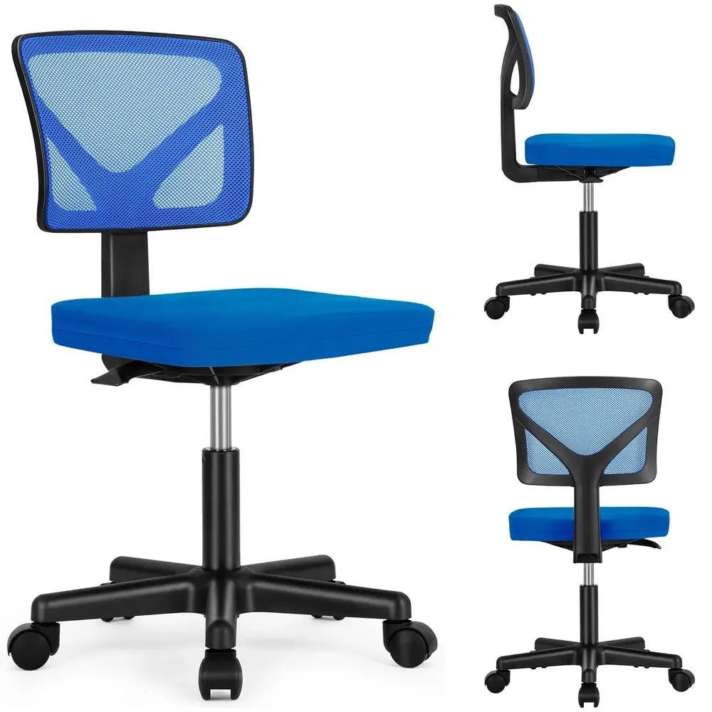 Black and Blue Adjustable Height Swivel Rolling Office Chair - NOBLE HOME INTERIORS