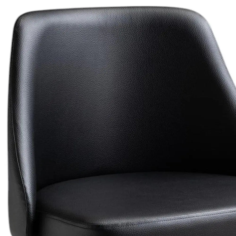 Black and Gold Faux Leather Adjustable Height Swivel Rolling Office Chair - NOBLE HOME INTERIORS