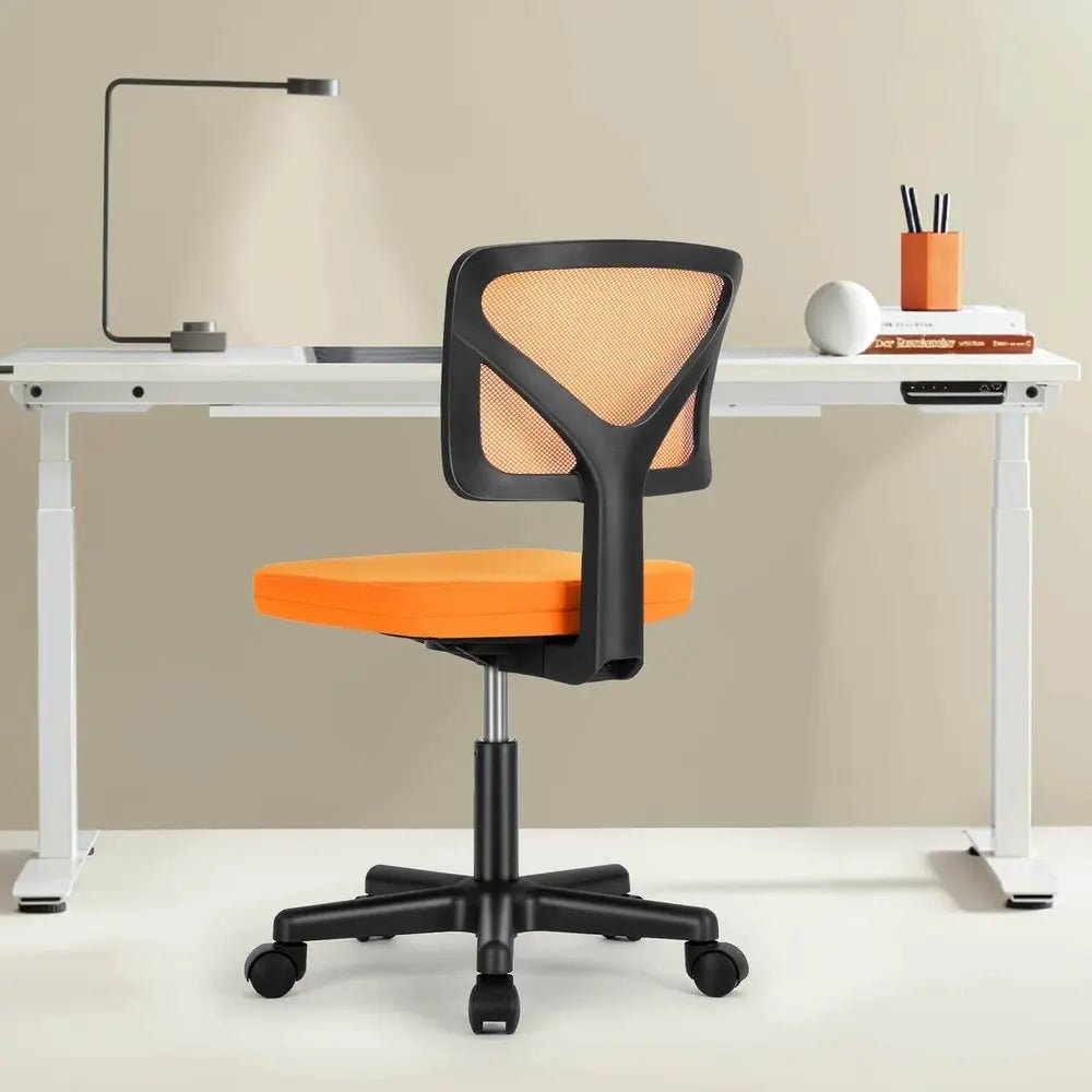 Black and Orange Adjustable Height Swivel Rolling Office Chair - NOBLE HOME INTERIORS