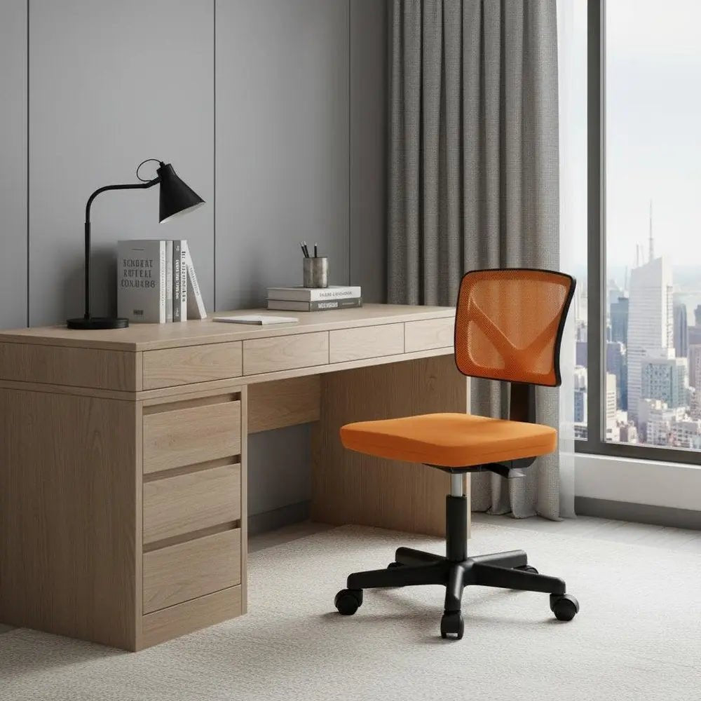Black and Orange Adjustable Height Swivel Rolling Office Chair - NOBLE HOME INTERIORS
